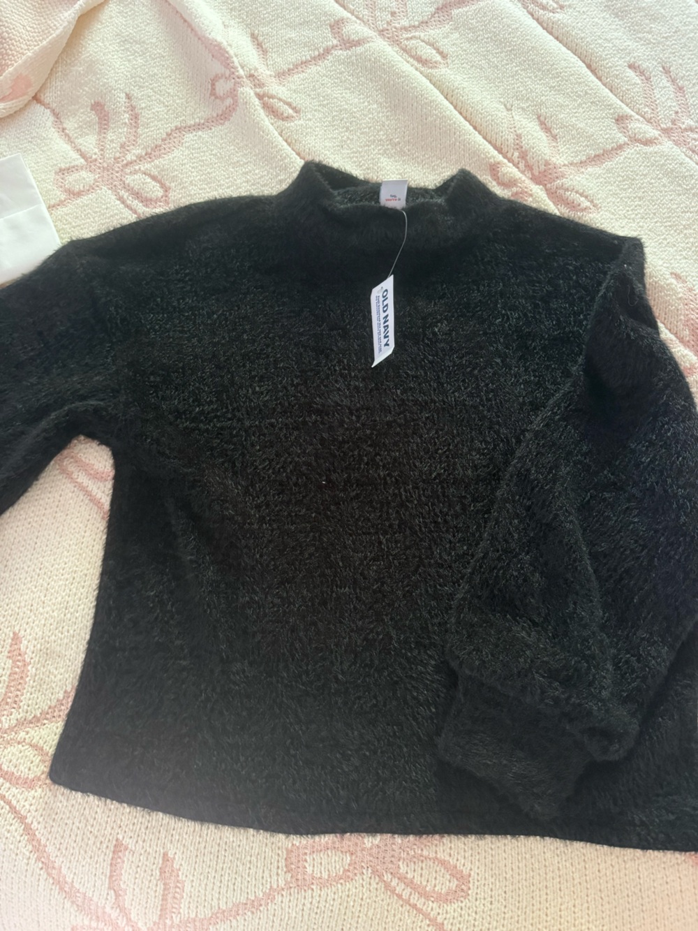 Old Navy Black Fuzzy Crewneck Sweater